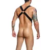 MOB Eroticwear Harnais élastique et Cockring Crossback Dngeon Noir